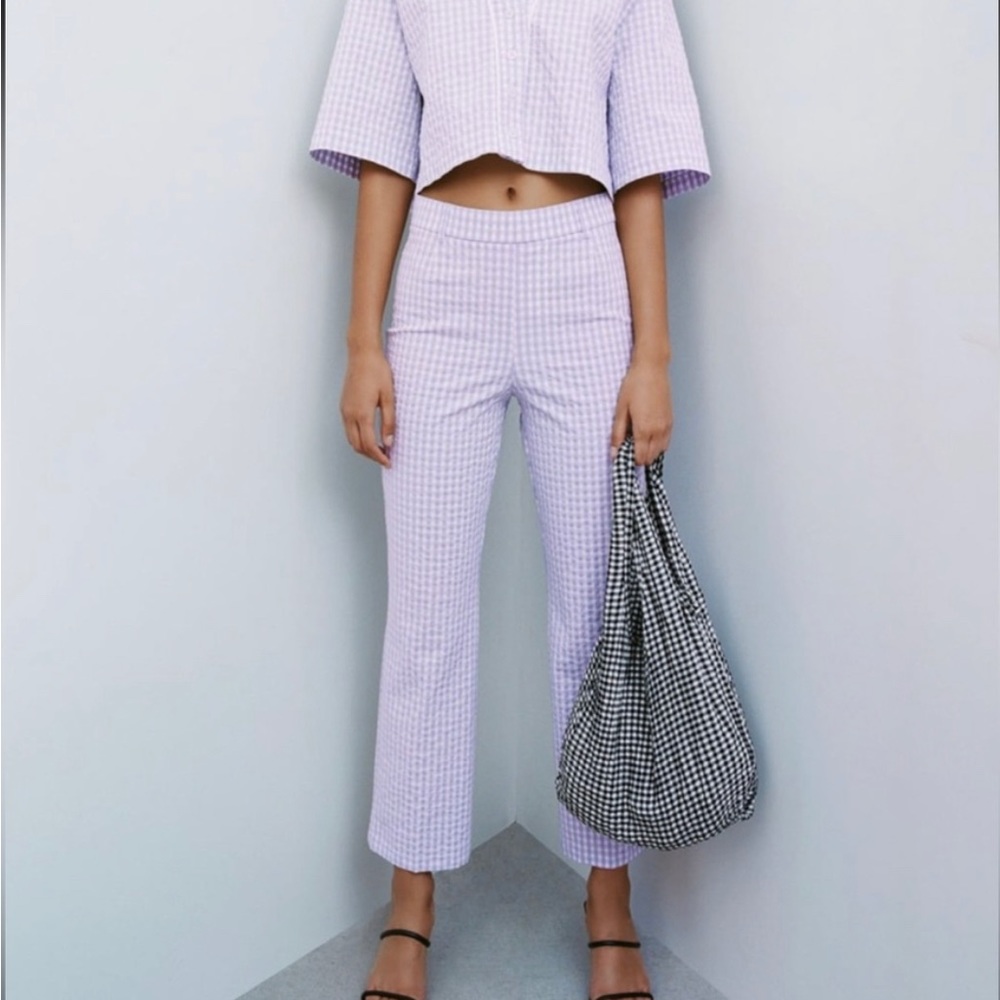 Zara purple and white gingham pants set